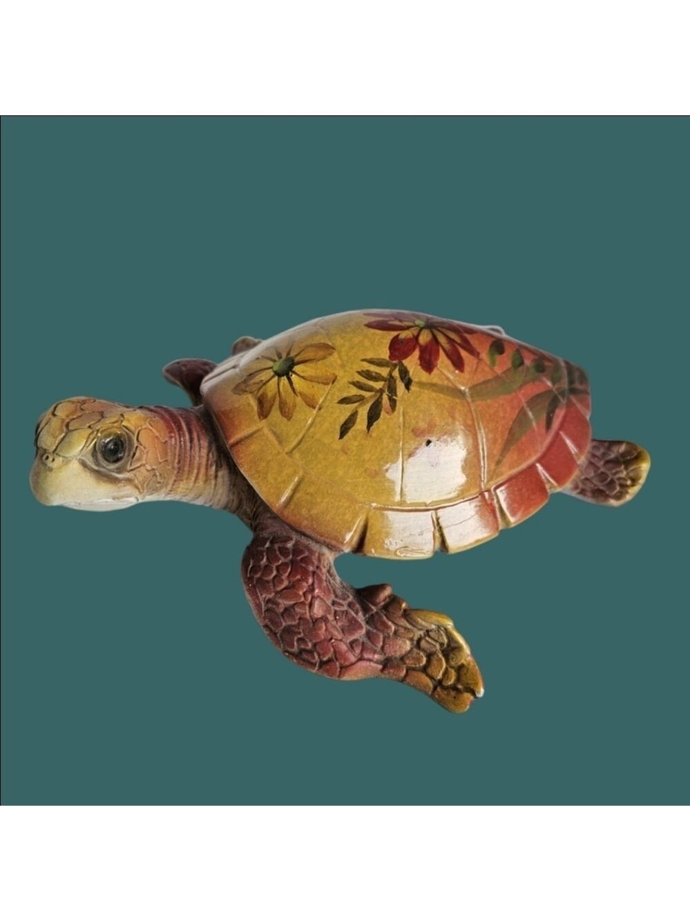 Vintage TII Collections Handpainted Clay Turtle